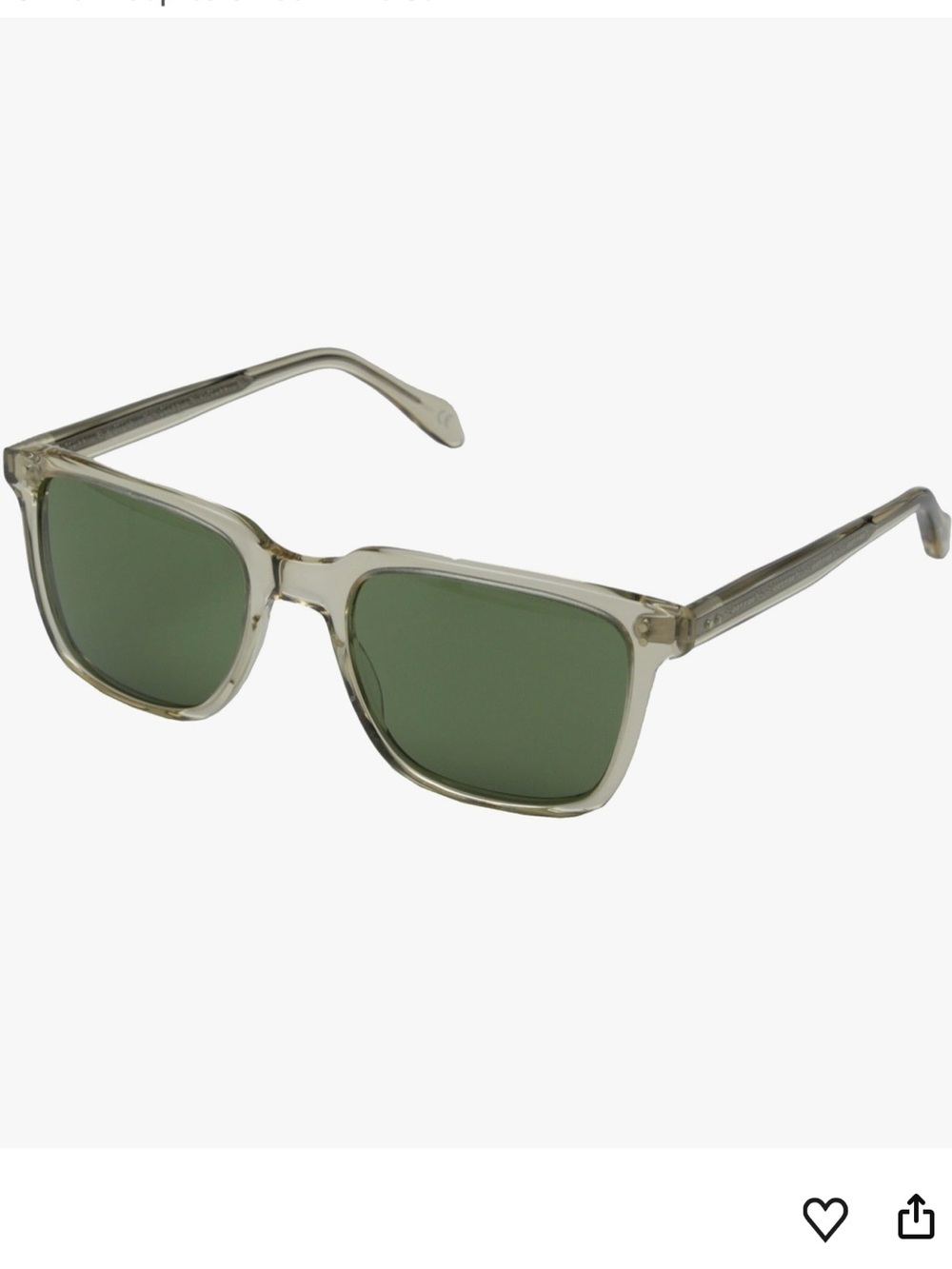 Oliver Peoples Clear Frame Sunglasses with Green Lenses